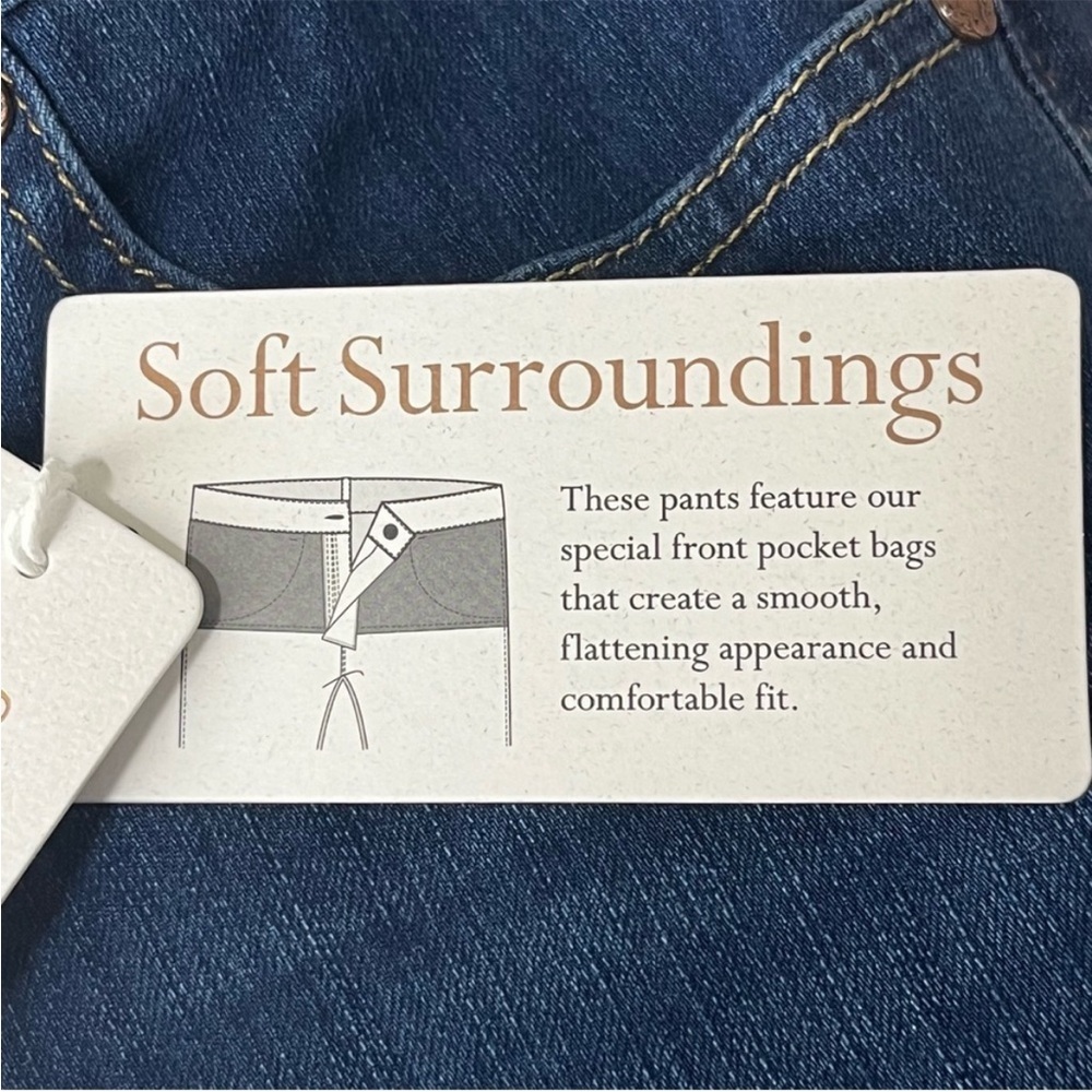 SOFT SURROUNDINGS NWT THE ULTIMATE CROPPED BOOTCUT JEANS RIPPLE BLUE WASH PETITE - Picture 6 of 16
